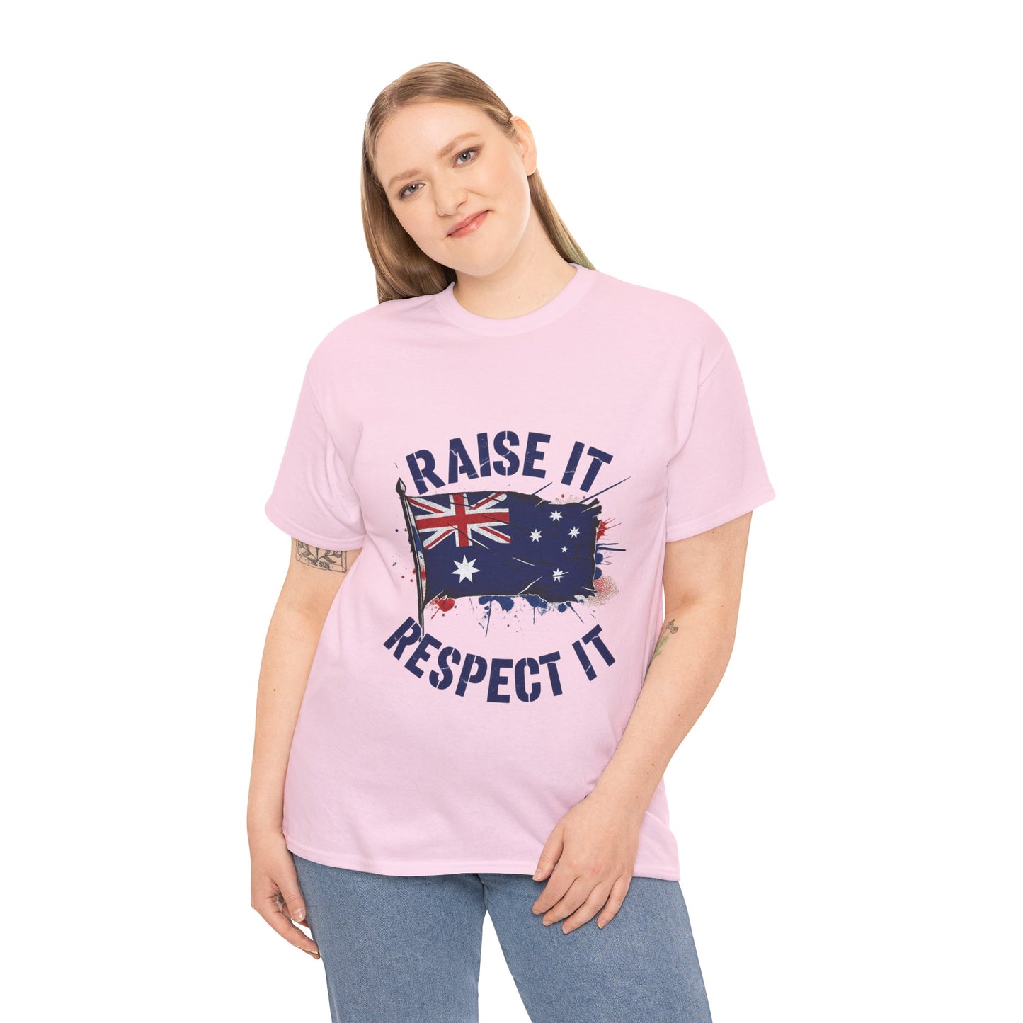 Raise It Respect It Australia Flag Unisex Graphic Tee Cotton T-Shirt