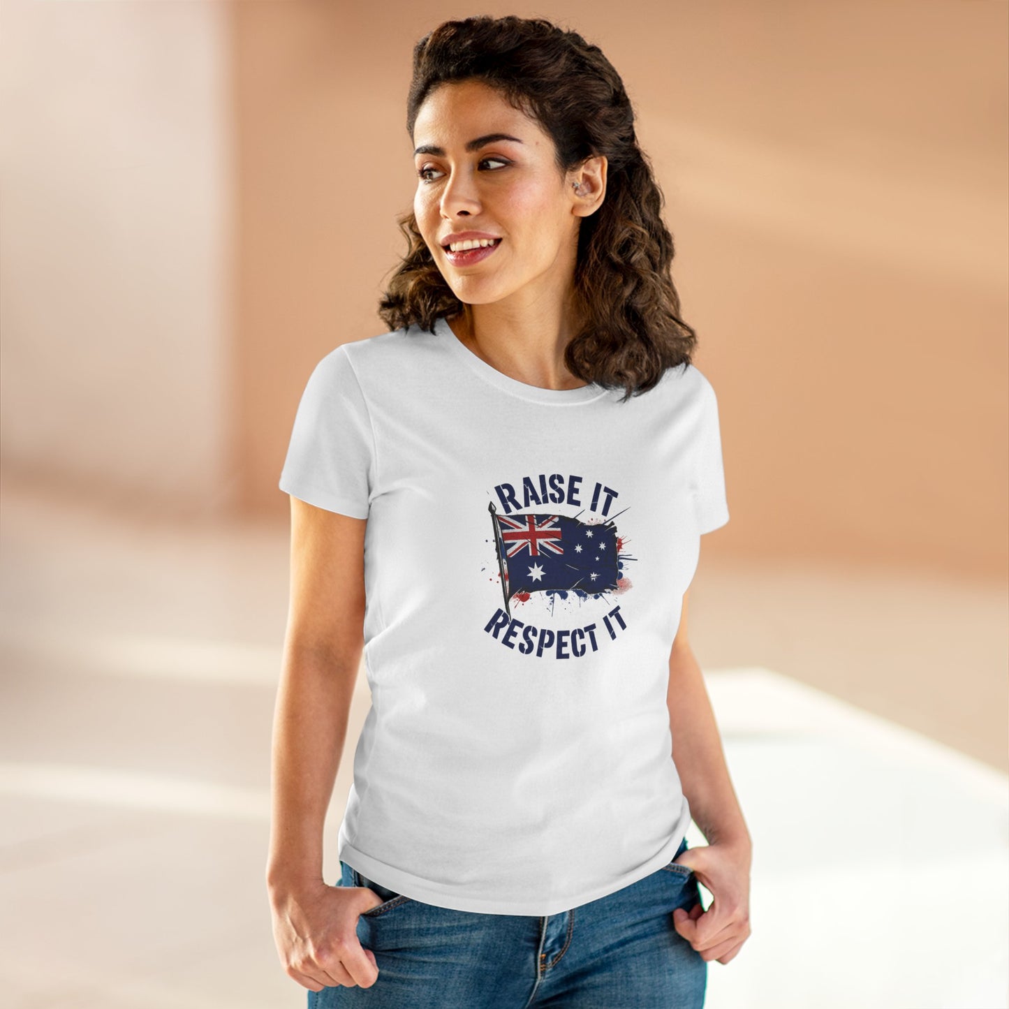 Raise It Respect It Australia Flag Women's Cotton Tee T-Shirt