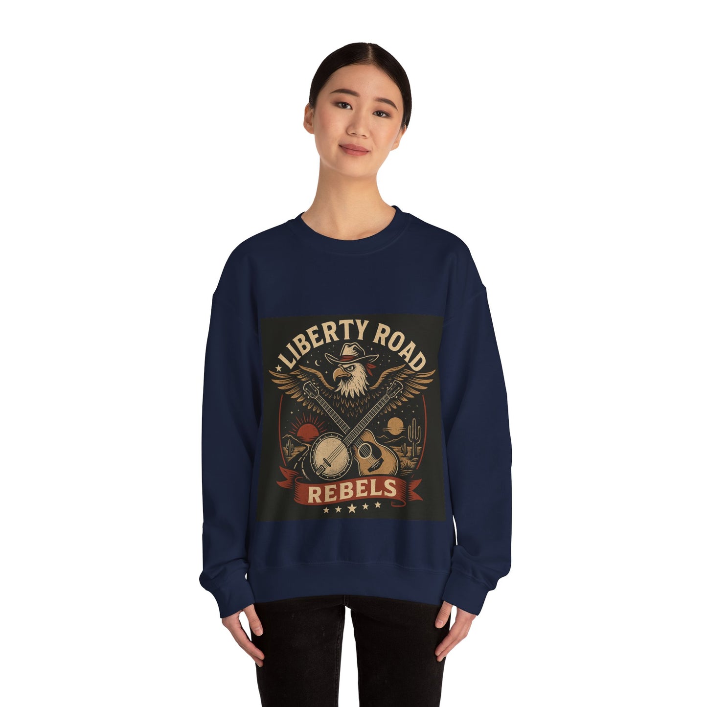 Liberty Road Rebels Vintage Americana Style Crewneck Sweatshirt