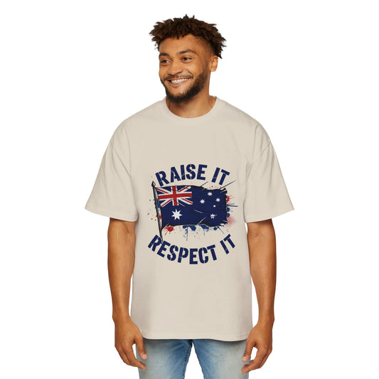 Raise It Respect It Australia Flag Men's Heavy Oversized Tee T-Shirt