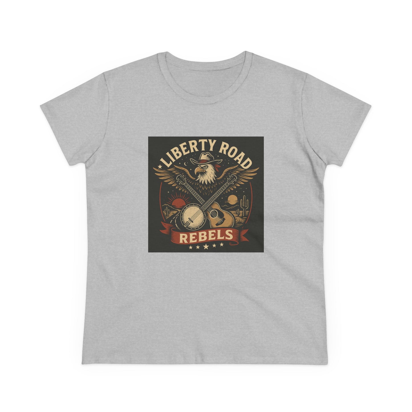 Liberty Road Rebels Vintage Americana Style Women's Midweight Cotton Tee T-Shirt
