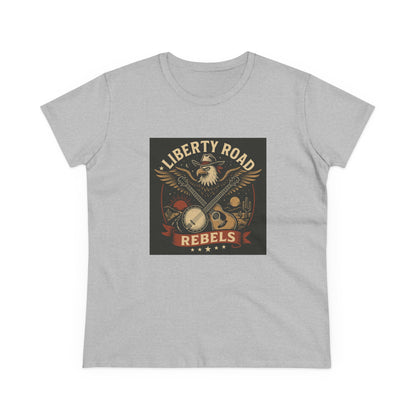 Liberty Road Rebels Vintage Americana Style Women's Midweight Cotton Tee T-Shirt