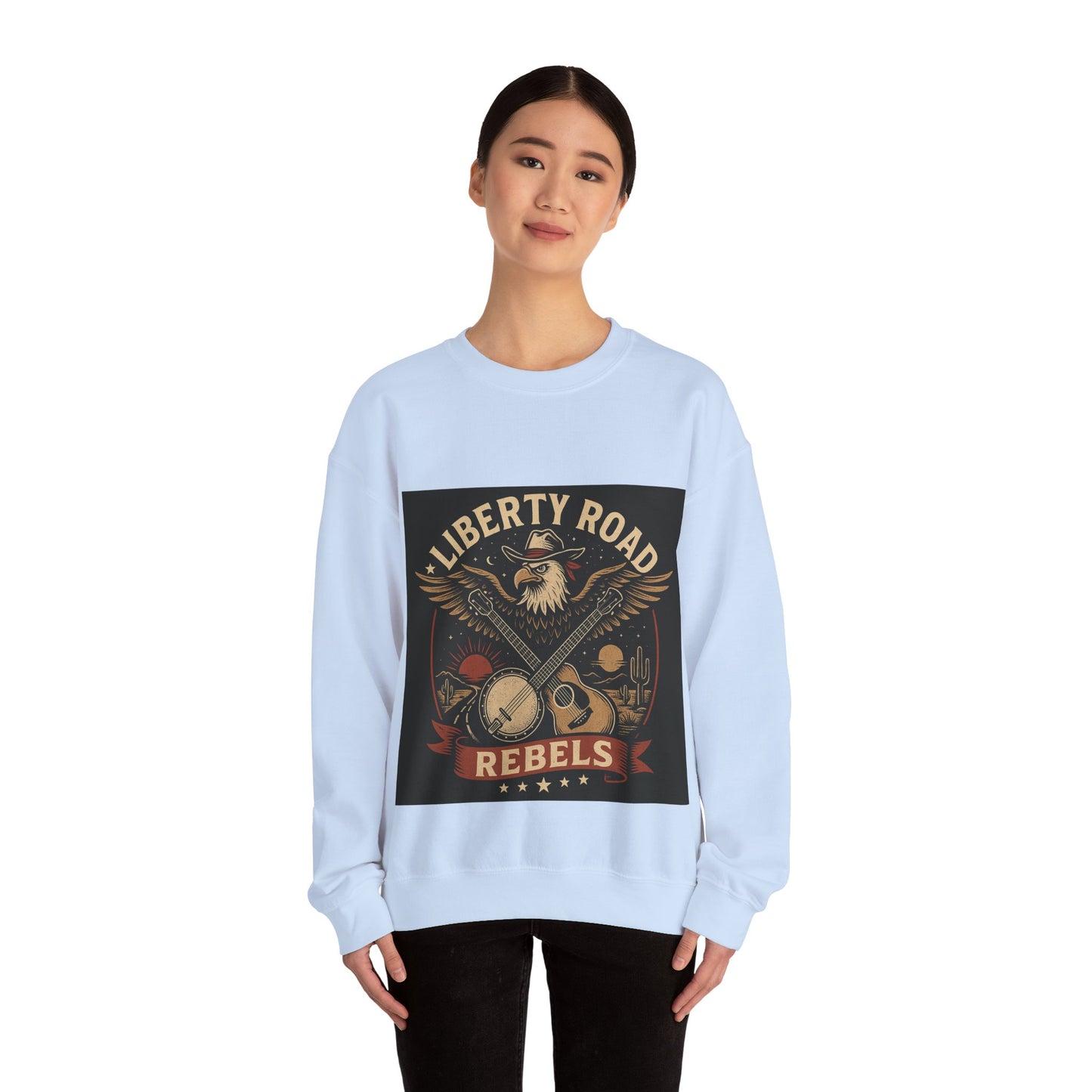 Liberty Road Rebels Vintage Americana Style Crewneck Sweatshirt