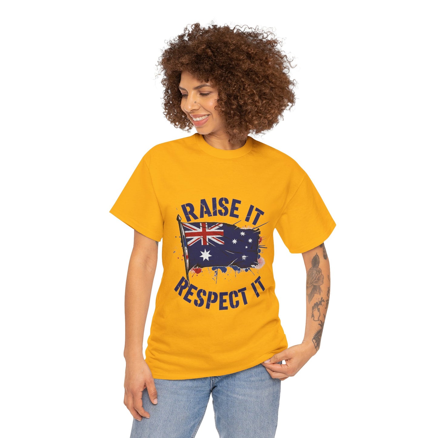 Raise It Respect It Australia Flag Unisex Graphic Tee Cotton T-Shirt