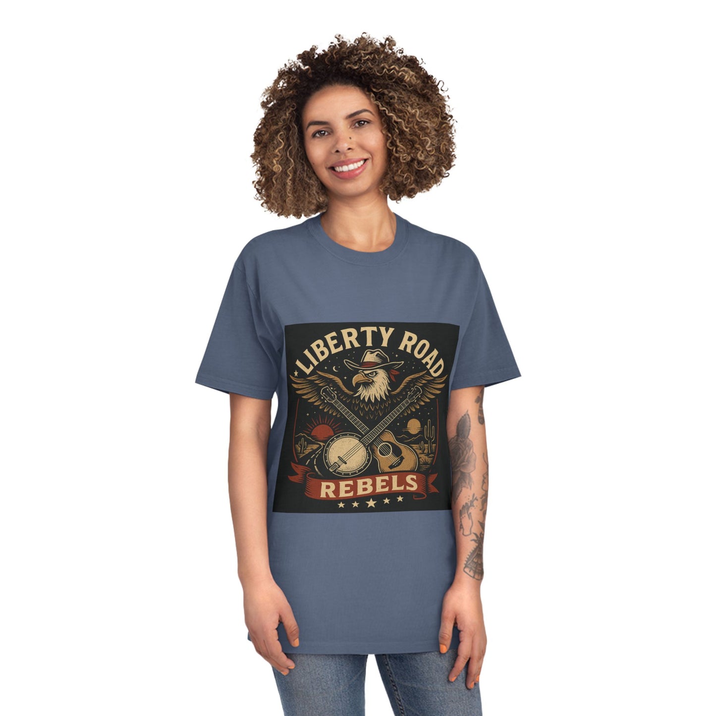 Liberty Road Rebels Vintage Americana Style Unisex Faded Tee T-Shirt