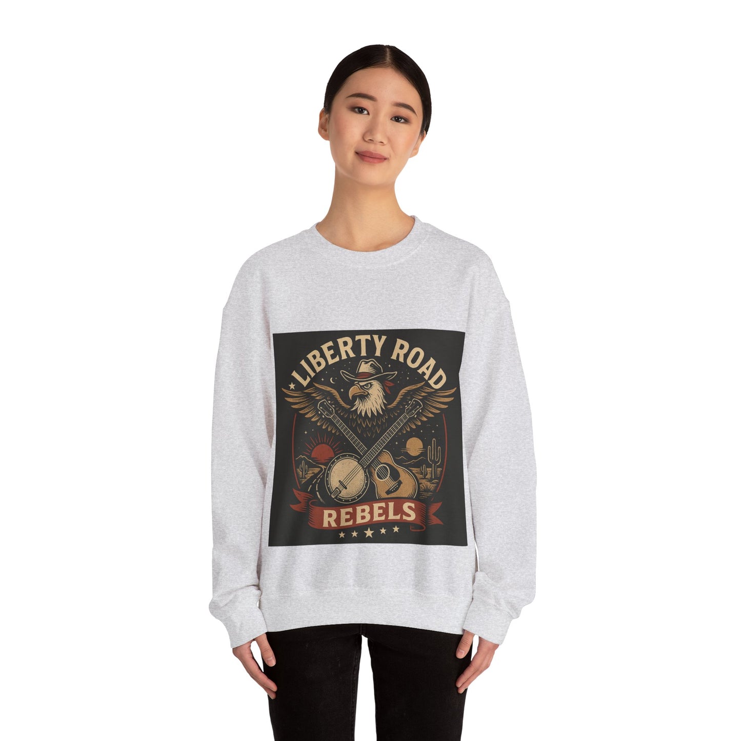 Liberty Road Rebels Vintage Americana Style Crewneck Sweatshirt