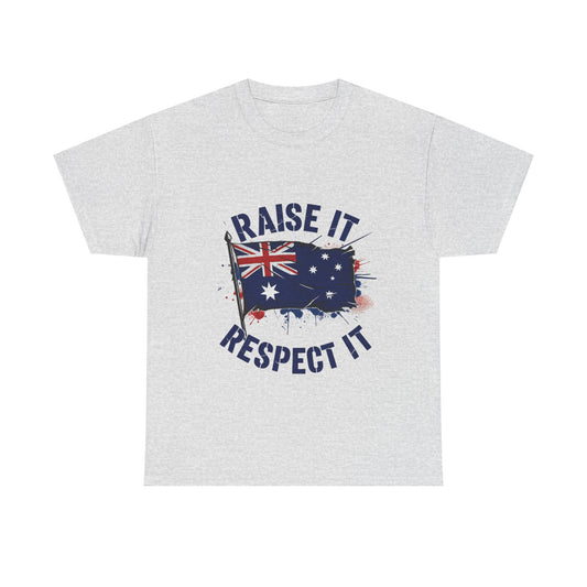 Raise It Respect It Australia Flag Unisex Graphic Tee Cotton T-Shirt