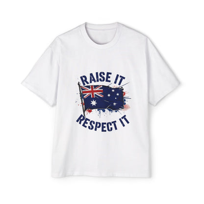 Raise It Respect It Australia Flag Men's Heavy Oversized Tee T-Shirt