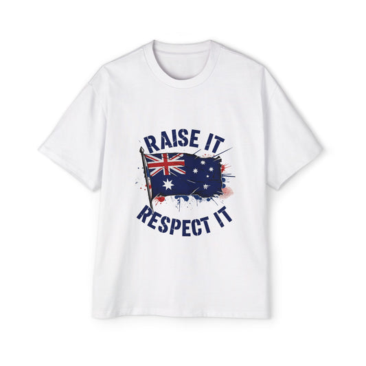 Raise It Respect It Australia Flag Men's Heavy Oversized Tee T-Shirt