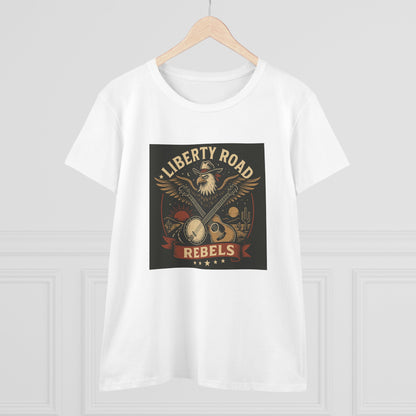 Liberty Road Rebels Vintage Americana Style Women's Midweight Cotton Tee T-Shirt