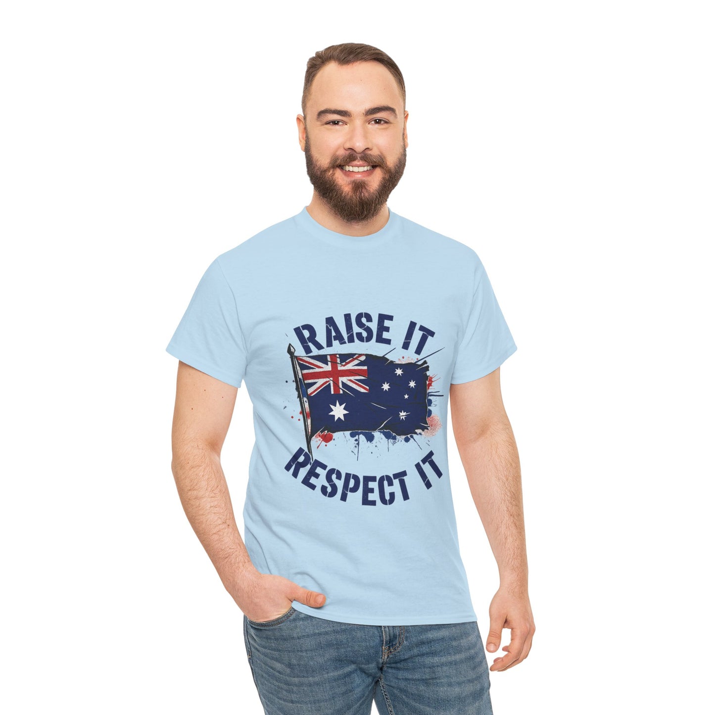 Raise It Respect It Australia Flag Unisex Graphic Tee Cotton T-Shirt