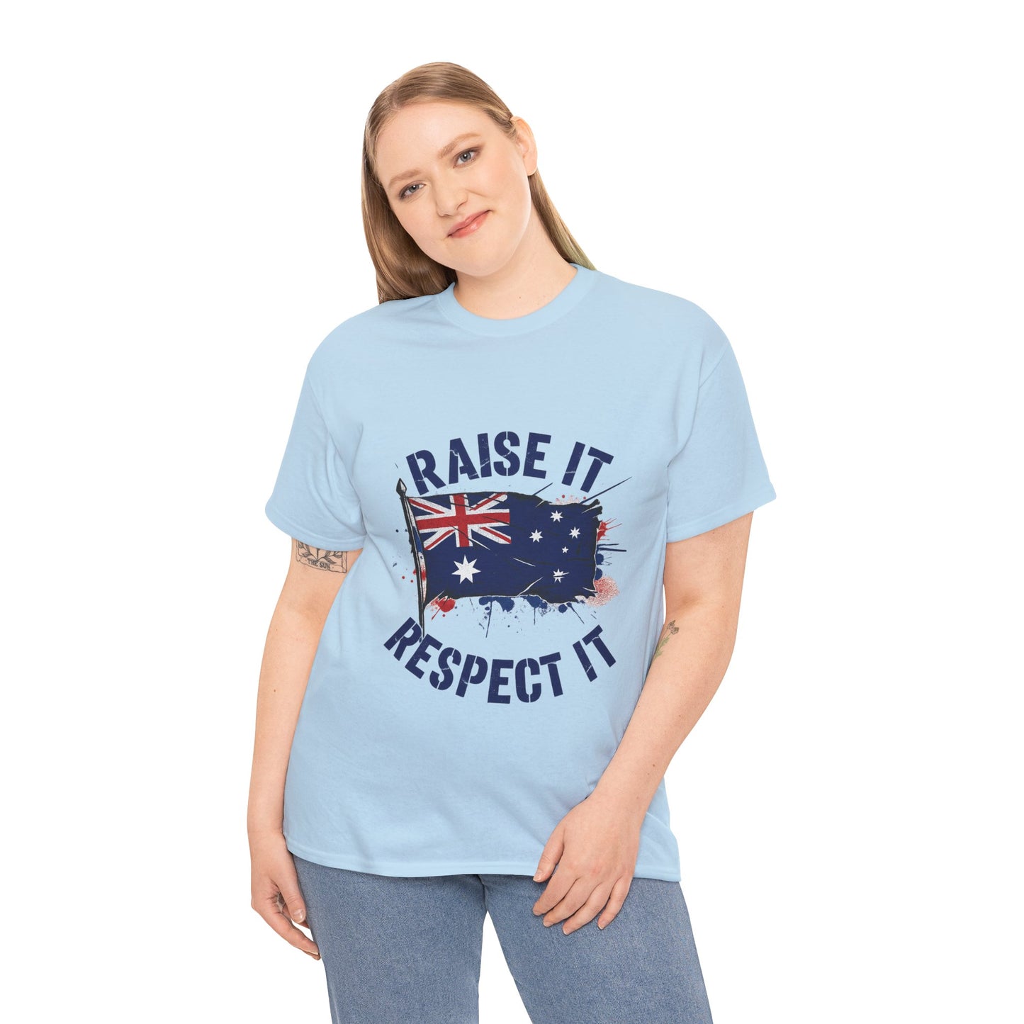 Raise It Respect It Australia Flag Unisex Graphic Tee Cotton T-Shirt