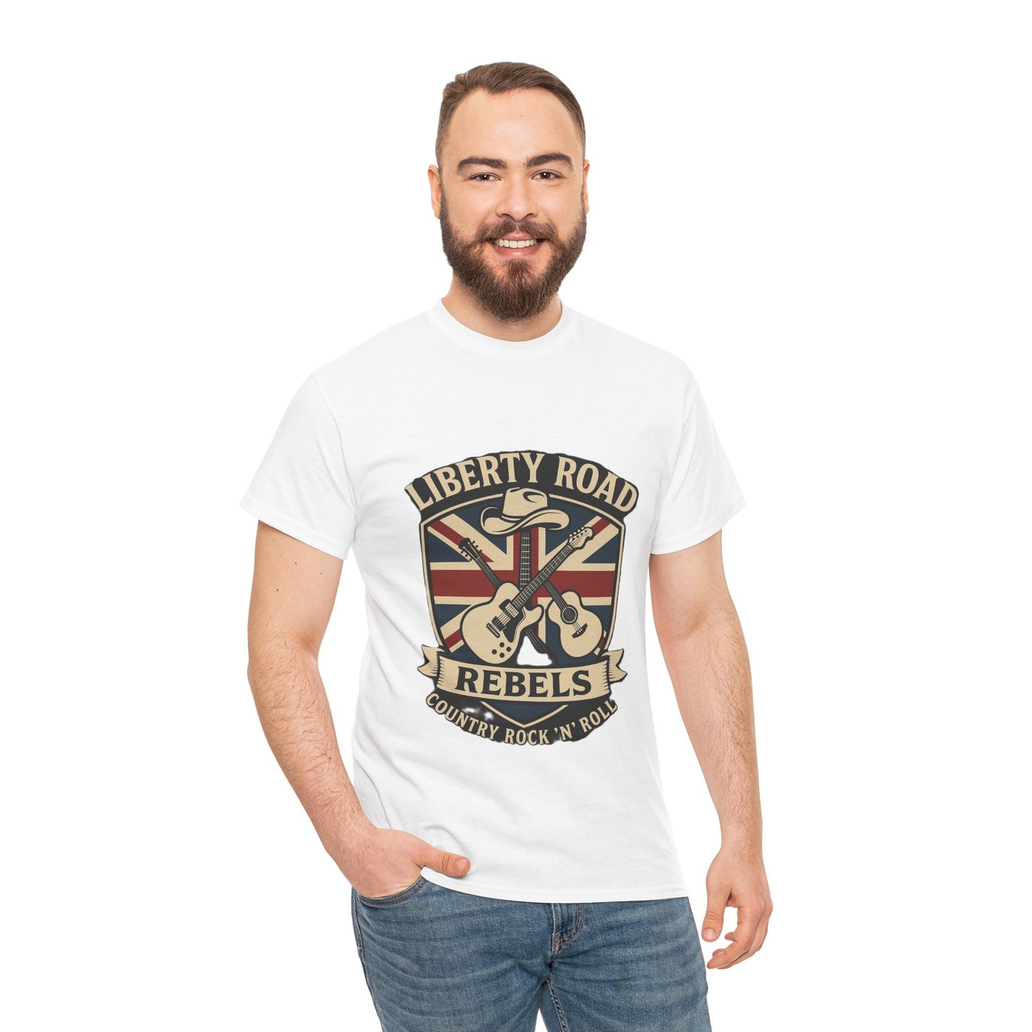 Liberty Road Rebels Britannia Rock 'n' Roll Rebels Tee Unisex Heavy Cotton T-Shirt