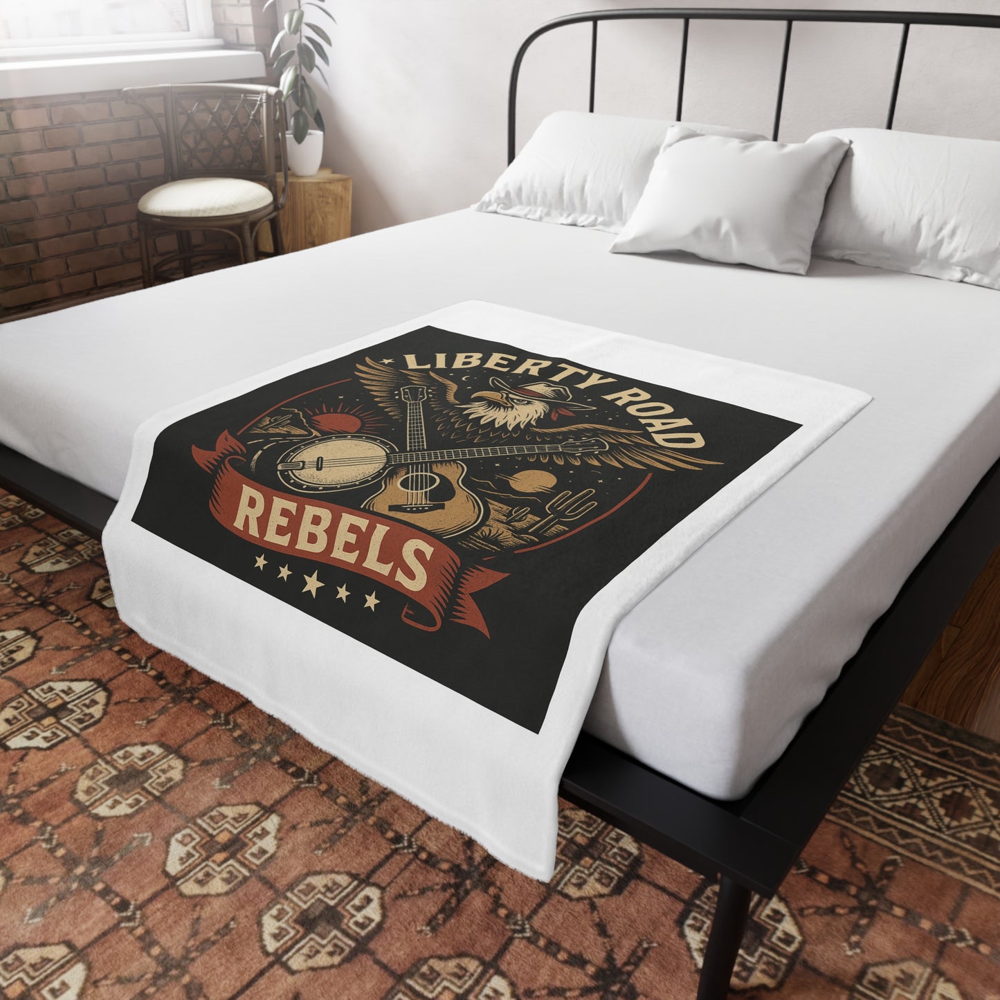 Liberty Road Rebels Vintage Americana Style Cozy Fleece Blanket