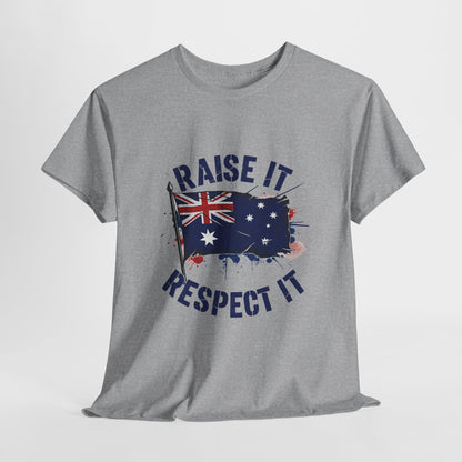 Raise It Respect It Australia Flag Unisex Graphic Tee Cotton T-Shirt