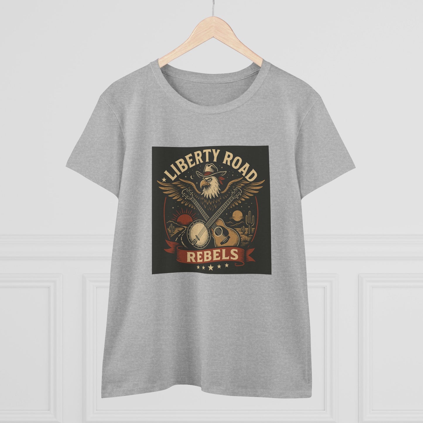 Liberty Road Rebels Vintage Americana Style Women's Midweight Cotton Tee T-Shirt