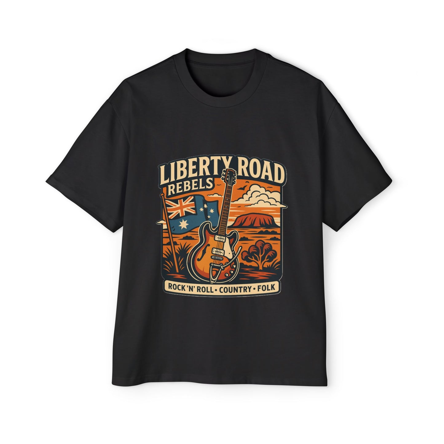 Liberty Road Music Australiana Tee Grunge Style T-Shirt