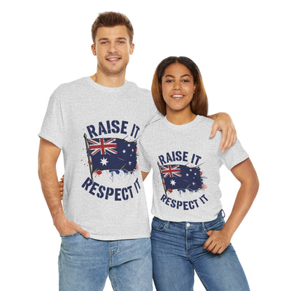 Raise It Respect It Australia Flag Unisex Graphic Tee Cotton T-Shirt