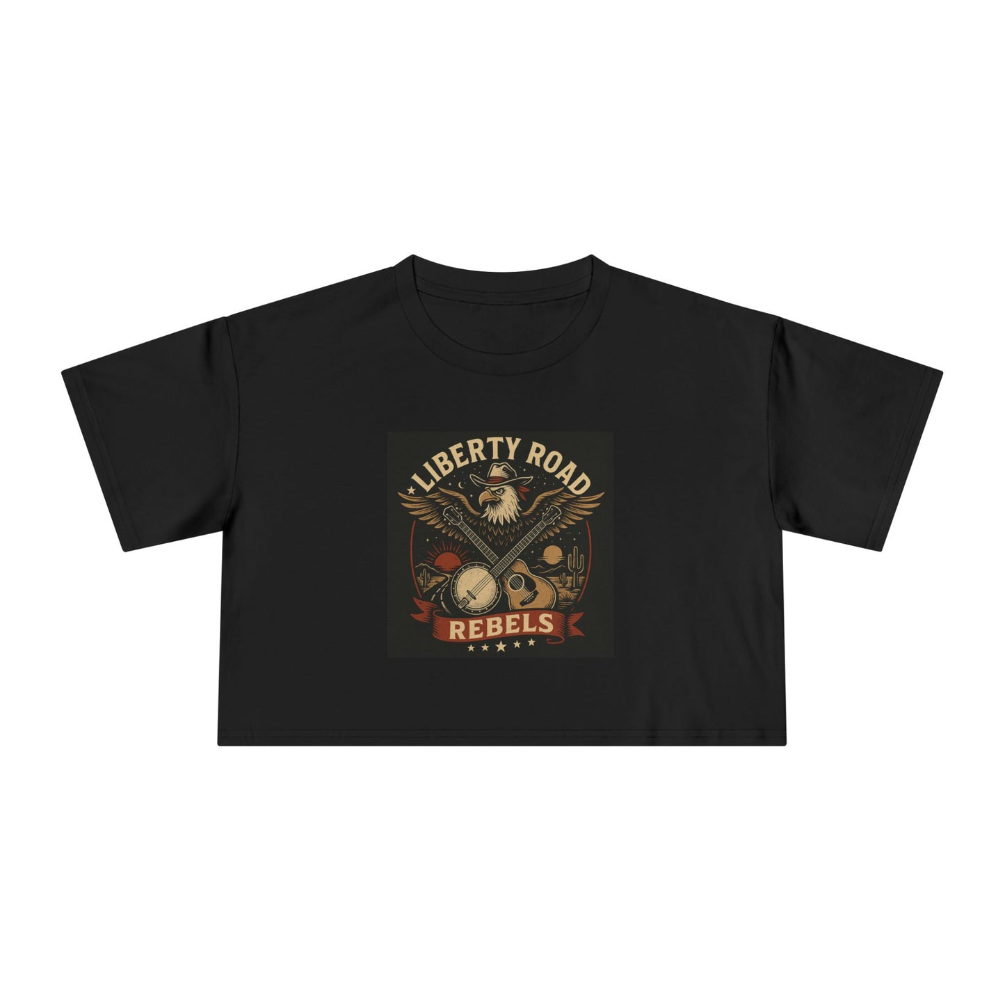 Liberty Road Rebels Vintage Americana Style Crop Tee