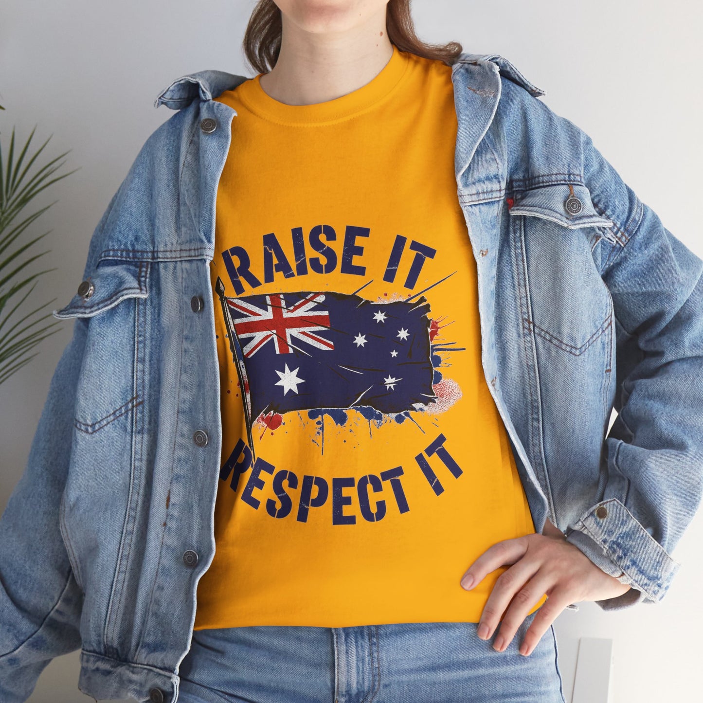 Raise It Respect It Australia Flag Unisex Graphic Tee Cotton T-Shirt