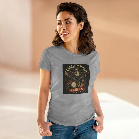 Liberty Road Rebels Vintage Americana Style Women's Midweight Cotton Tee T-Shirt