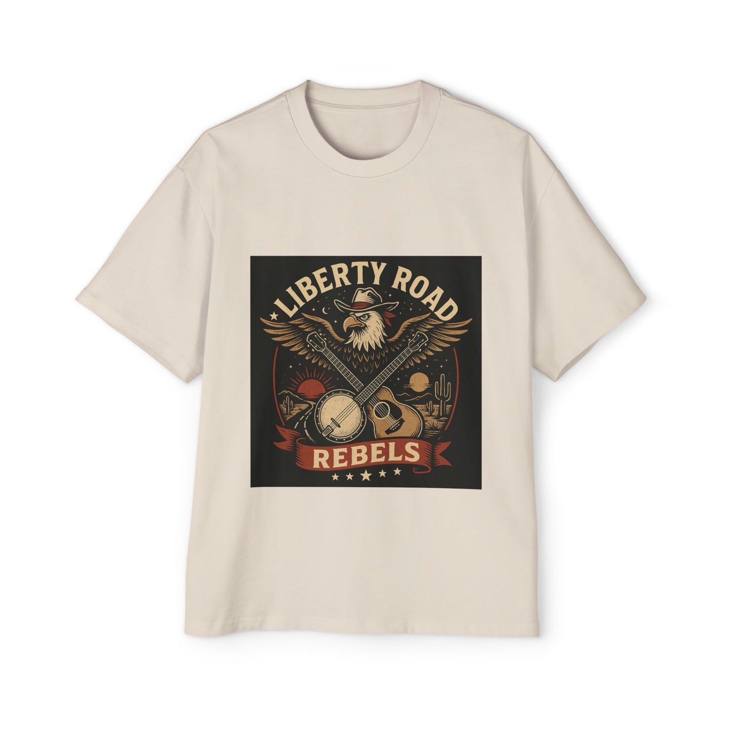 Liberty Road Rebels Vintage Americana Style Oversized Tee T-Shirt