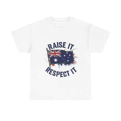 Raise It Respect It Australia Flag Unisex Graphic Tee Cotton T-Shirt