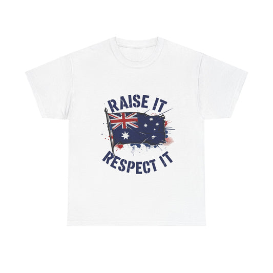 Raise It Respect It Australia Flag Unisex Graphic Tee Cotton T-Shirt